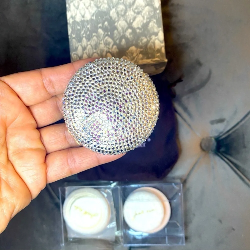 NIB Vintage and Rare Judith Leiber Compact Mirror Swarovski Crystals with Powder